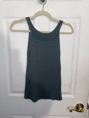 Ribbed Knit Tank Sweater - Teal